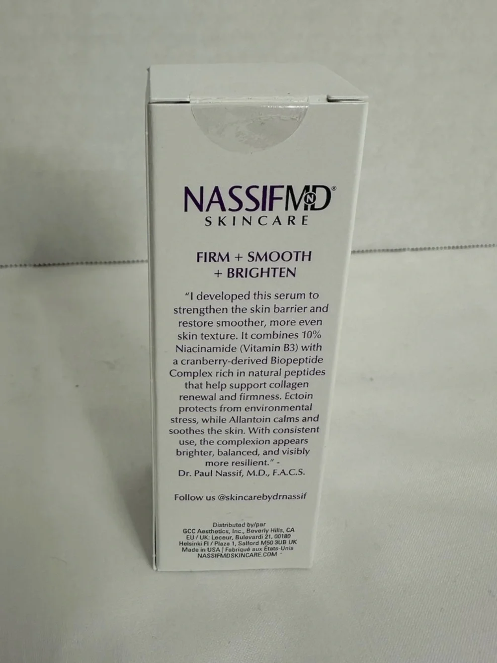 NIB NassifMD Niacinamide Biopetide Serum 10% Niacinamide 30ml Firm Smooth Luxury